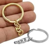 حلقه و زنجیر سرکلیدی تخت 28 میل وارداتی عمده 500 عددی با اتصال دایره (نقره ای و طلایی)
